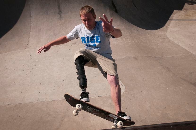 The late Pro Skateboarder Jon Comer competes with prosthetic limb